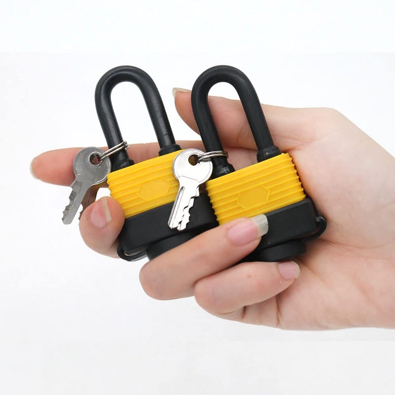 Yuehua Set of 4 Keyed Alike Waterproof Padlock, Wide Body - Weather Resistant Outdoor Padlock, 8 Keys Included ï¼ˆSend 1 Small Password Lockï¼‰ (Long Beam) - Image 3